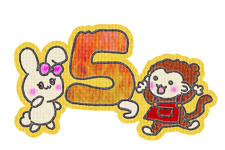 イラスト|モンキーとうさぎが5つの法則を紹介する様子