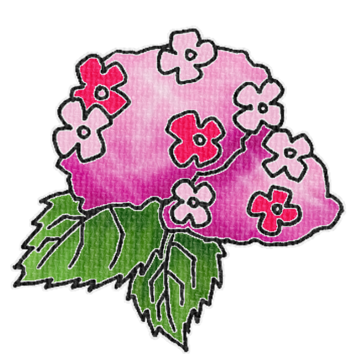 ピンクのアジサイのイラスト、梅雨の季節をイメージした可愛い素材