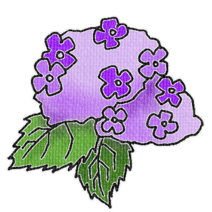 紫色のアジサイのイラスト、梅雨の季節をイメージした可愛い素材