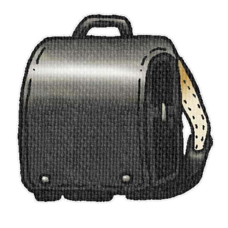 黒いランドセルのイラスト、春の季節をイメージした可愛い素材