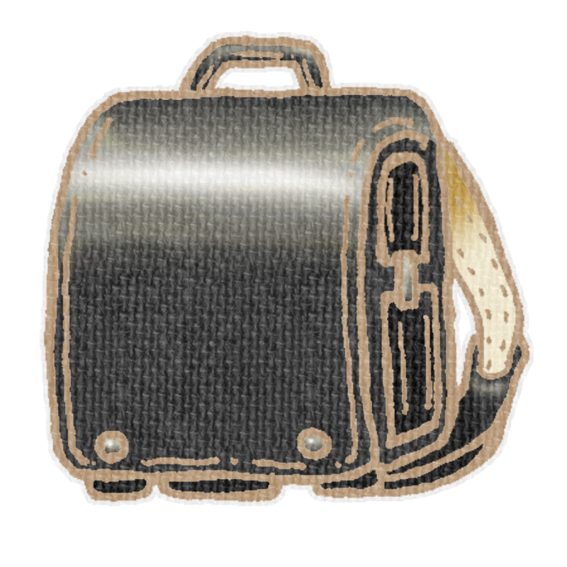 黒いランドセルのイラスト、春の季節をイメージした可愛い素材