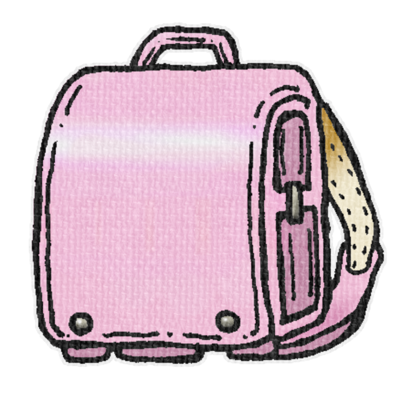 ピンクのランドセルのイラスト、春の季節をイメージした可愛い素材