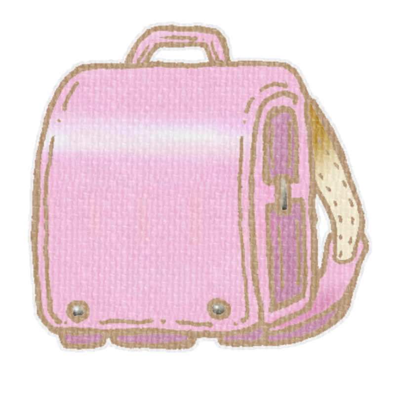 ピンクのランドセルのイラスト、春の季節をイメージした可愛い素材