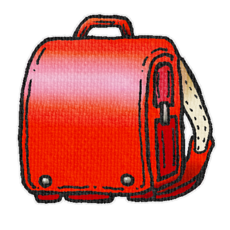 赤いランドセルのイラスト、春の季節をイメージした可愛い素材