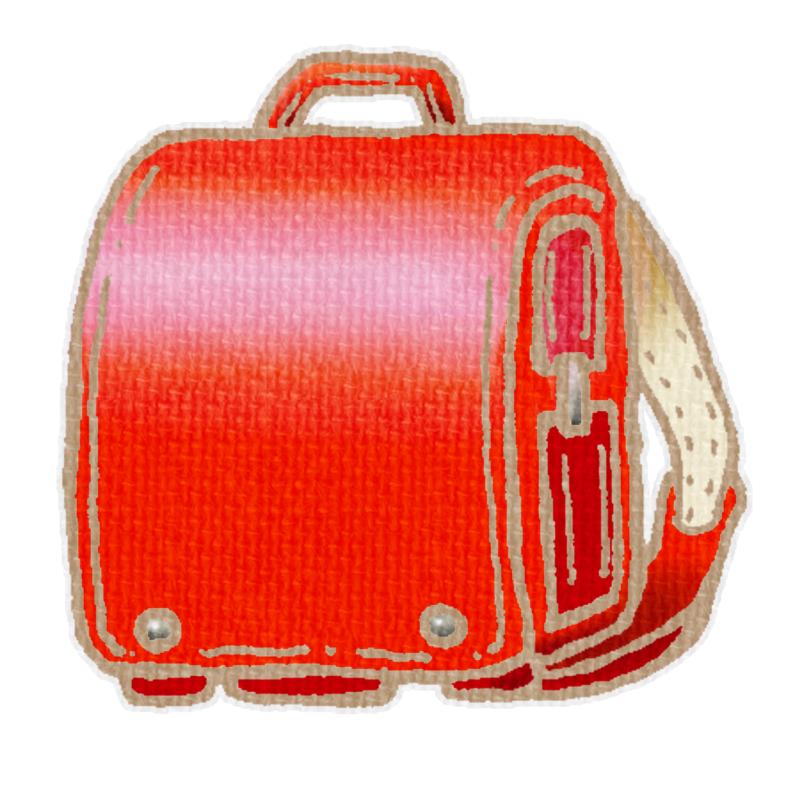 赤いランドセルのイラスト、春の季節をイメージした可愛い素材