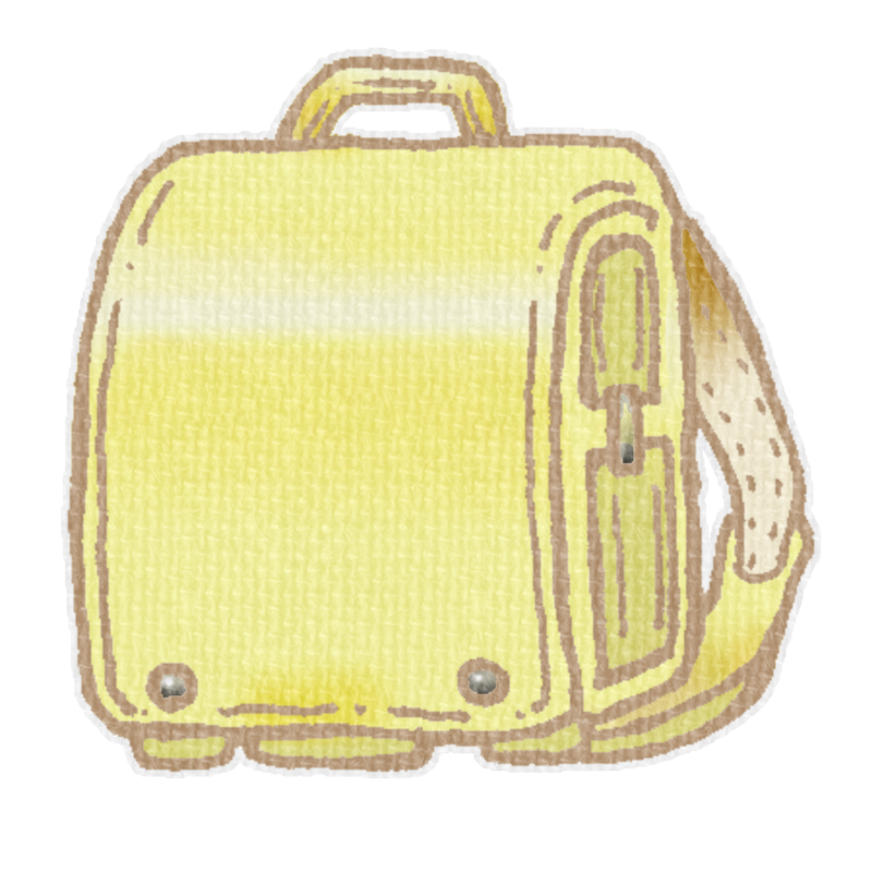 黄色いランドセルのイラスト、春の季節をイメージした可愛い素材