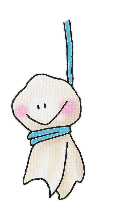 水色のてるてる坊主のイラスト、梅雨の季節をイメージした可愛い素材