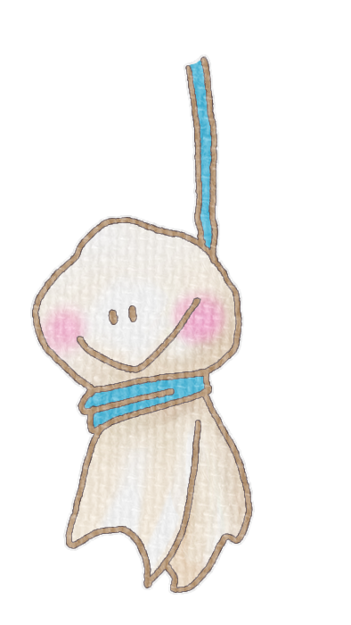 水色のてるてる坊主のイラスト、梅雨の季節をイメージした可愛い素材