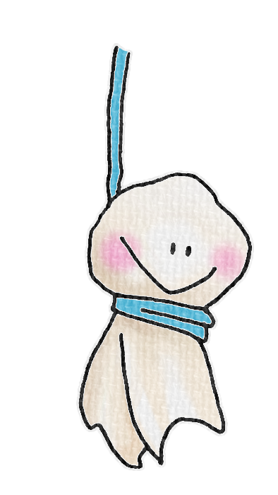 水色のてるてる坊主のイラスト、梅雨の季節をイメージした可愛い素材