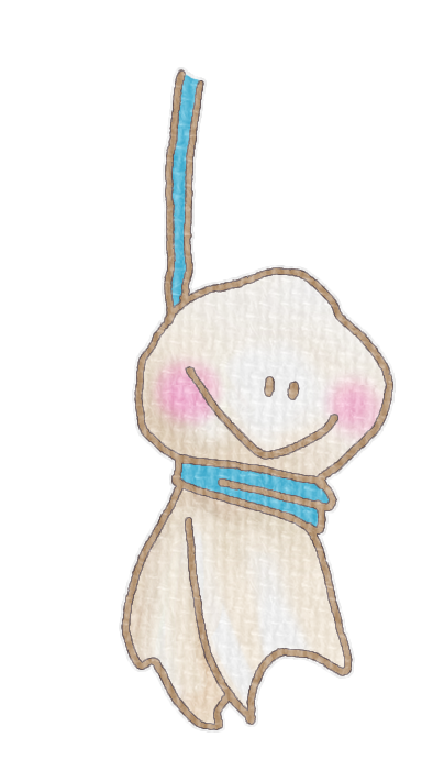 水色のてるてる坊主のイラスト、梅雨の季節をイメージした可愛い素材