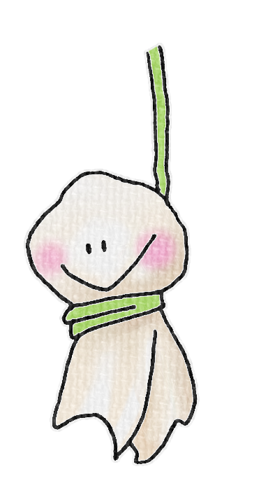 緑のてるてる坊主のイラスト、梅雨の季節をイメージした可愛い素材