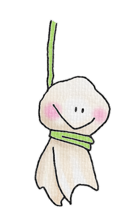 緑のてるてる坊主のイラスト、梅雨の季節をイメージした可愛い素材