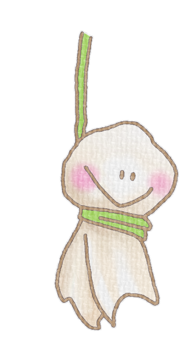 緑のてるてる坊主のイラスト、梅雨の季節をイメージした可愛い素材