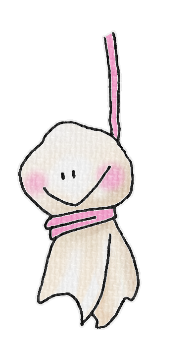 ピンクのてるてる坊主のイラスト、梅雨の季節をイメージした可愛い素材