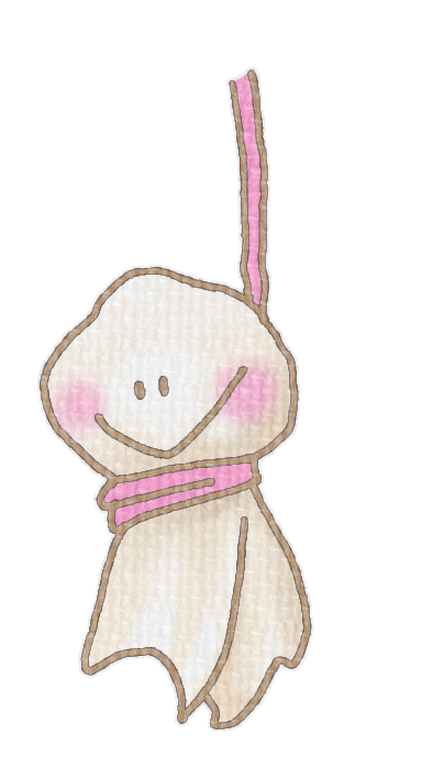 ピンクのてるてる坊主のイラスト、梅雨の季節をイメージした可愛い素材