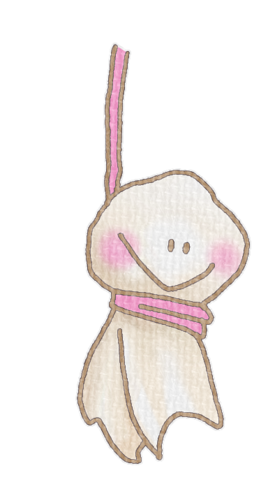 ピンクのてるてる坊主のイラスト、梅雨の季節をイメージした可愛い素材