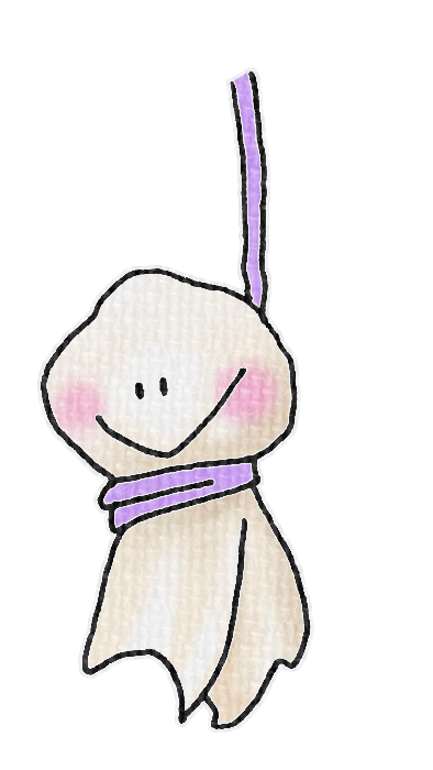紫のてるてる坊主のイラスト、梅雨の季節をイメージした可愛い素材