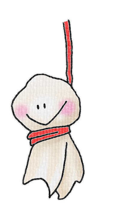 赤いてるてる坊主のイラスト、梅雨の季節をイメージした可愛い素材