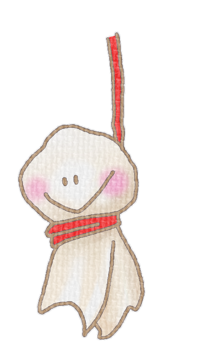 赤いてるてる坊主のイラスト、梅雨の季節をイメージした可愛い素材