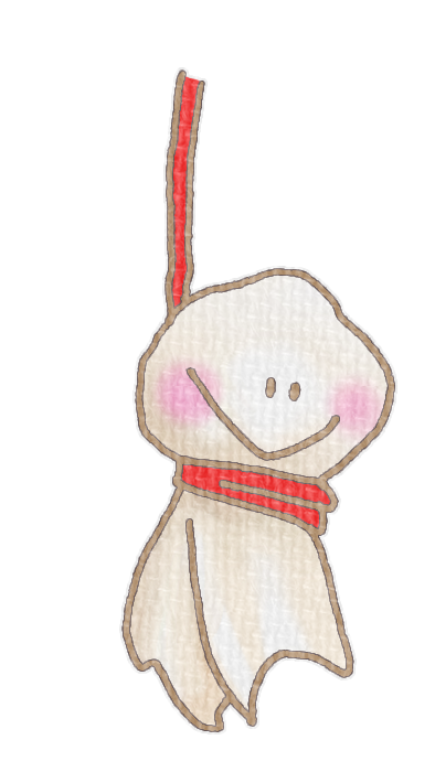 赤いてるてる坊主のイラスト、梅雨の季節をイメージした可愛い素材