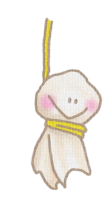 黄色いてるてる坊主のイラスト、梅雨の季節をイメージした可愛い素材