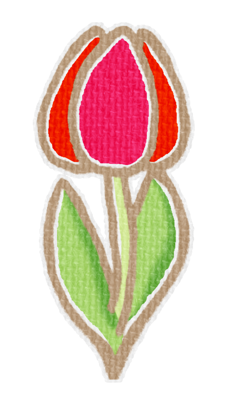 赤いチューリップのイラスト、春の季節をイメージした可愛い素材