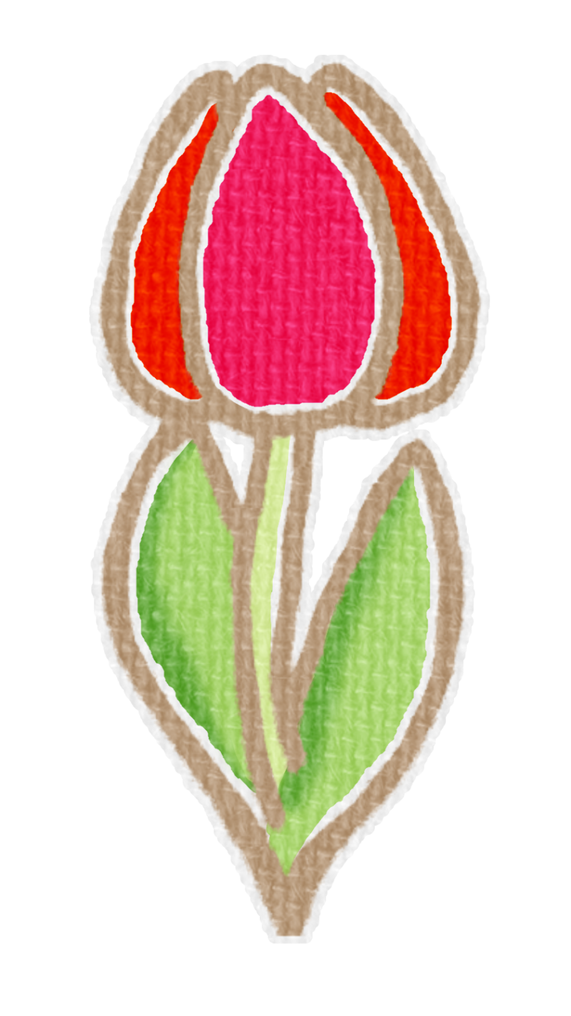 赤いチューリップのイラスト、春の季節をイメージした可愛い素材