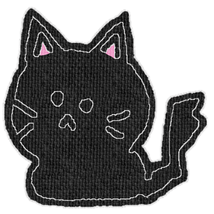 黒い猫がお座りした透過イラスト