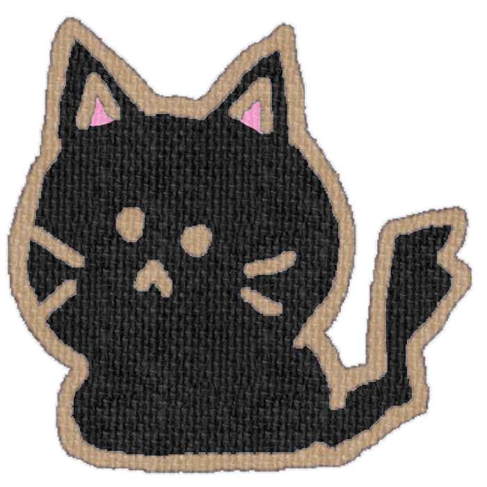 黒い猫がお座りした透過イラスト