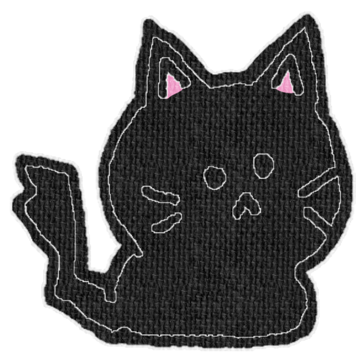 黒い猫がお座りした透過イラスト