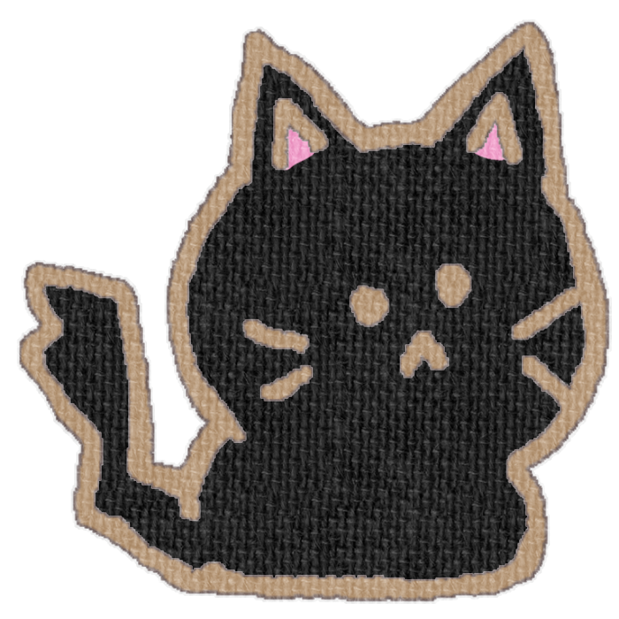黒い猫がお座りした透過イラスト