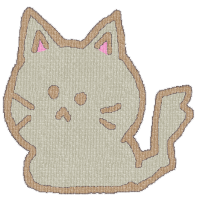 灰色の猫がお座りした透過イラスト