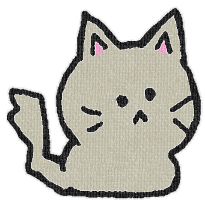 灰色の猫がお座りした透過イラスト