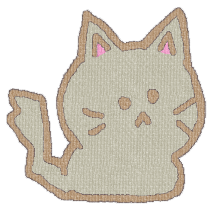 灰色の猫がお座りした透過イラスト