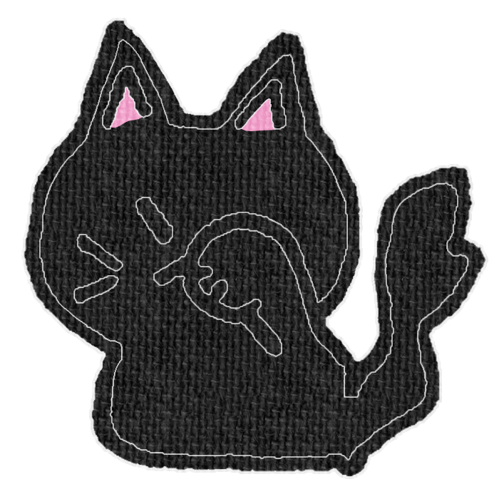 黒い猫が顔を洗ってる透過イラスト