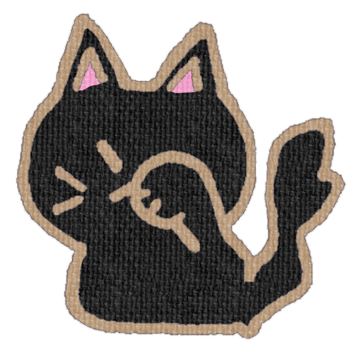黒い猫が顔を洗ってる透過イラスト