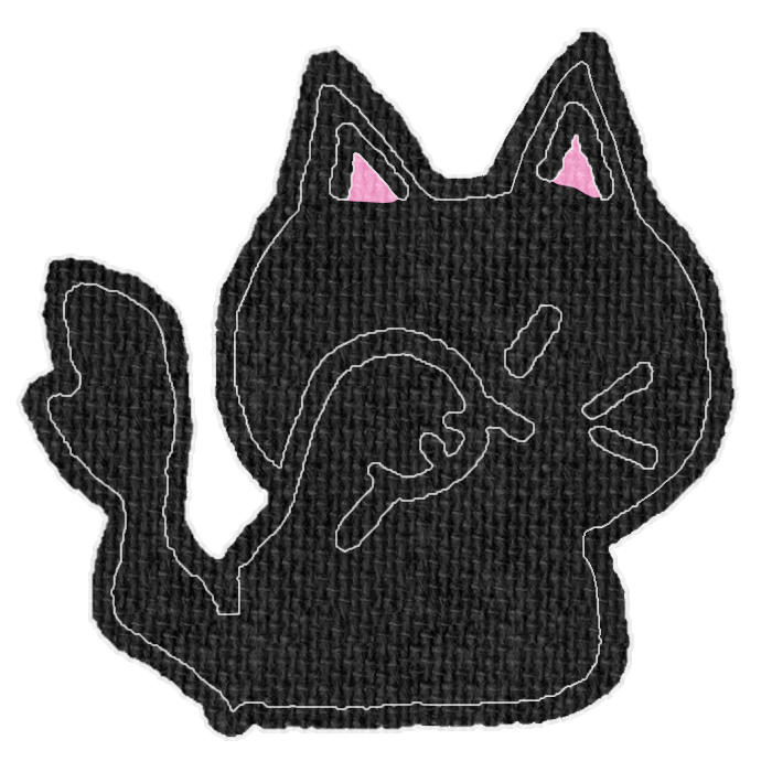黒い猫が顔を洗ってる透過イラスト