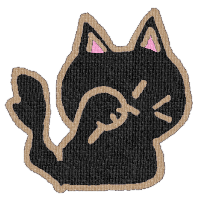 黒い猫が顔を洗ってる透過イラスト