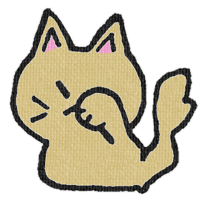 茶色い猫が顔を洗ってる透過イラスト