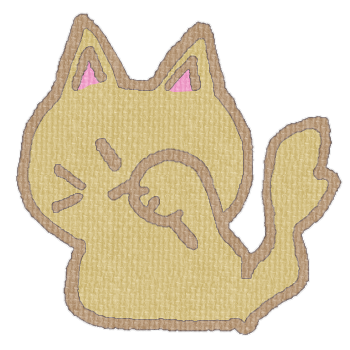 茶色い猫が顔を洗ってる透過イラスト