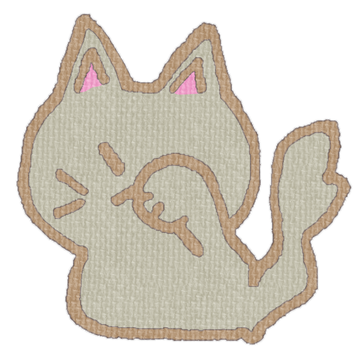灰色の猫が顔を洗ってる透過イラスト