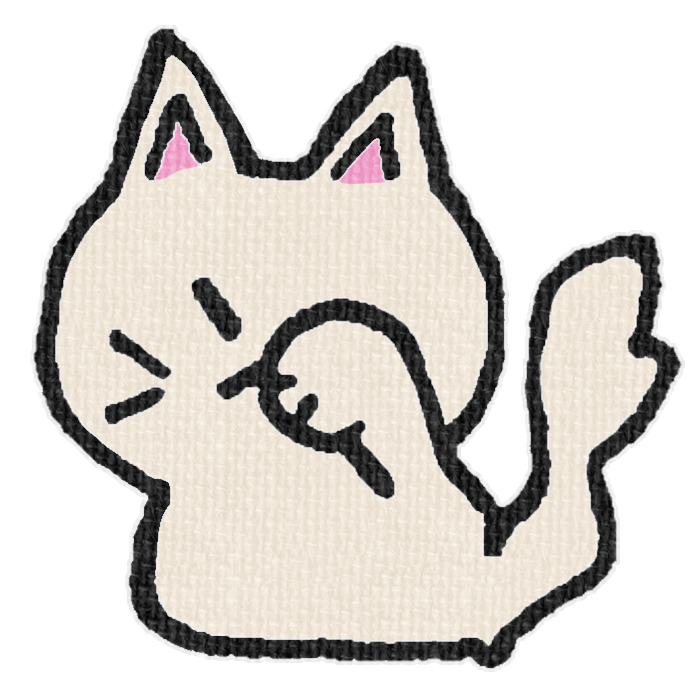 白い猫が顔を洗ってる透過イラスト