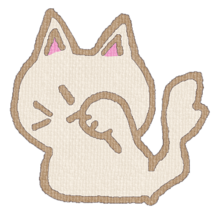 白い猫が顔を洗ってる透過イラスト