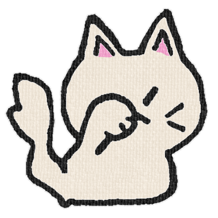 白い猫が顔を洗ってる透過イラスト