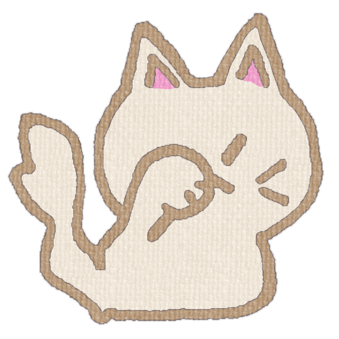 白い猫が顔を洗ってる透過イラスト
