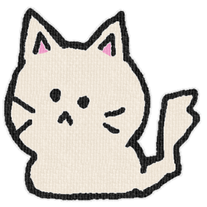 白い猫がお座りした透過イラスト