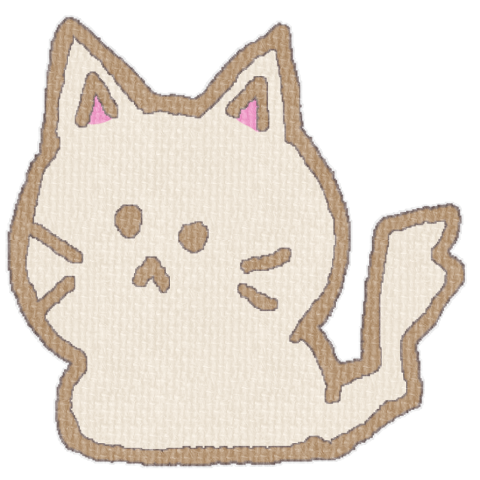 白い猫がお座りした透過イラスト