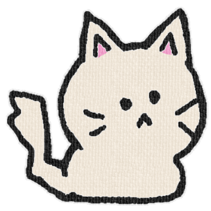 白い猫がお座りした透過イラスト