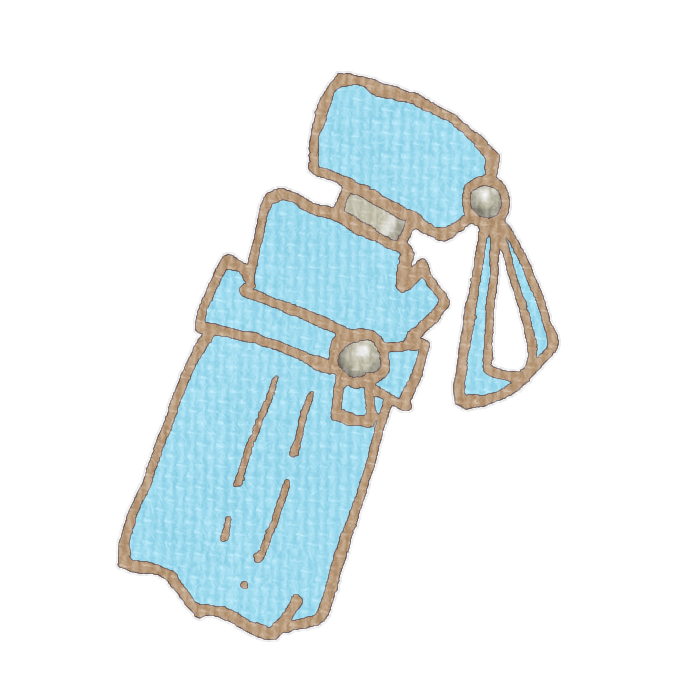 青い折り畳み傘のイラスト、梅雨の季節をイメージした可愛い素材