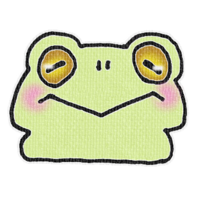 黄緑のカエルのイラスト、梅雨の季節をイメージした可愛い素材